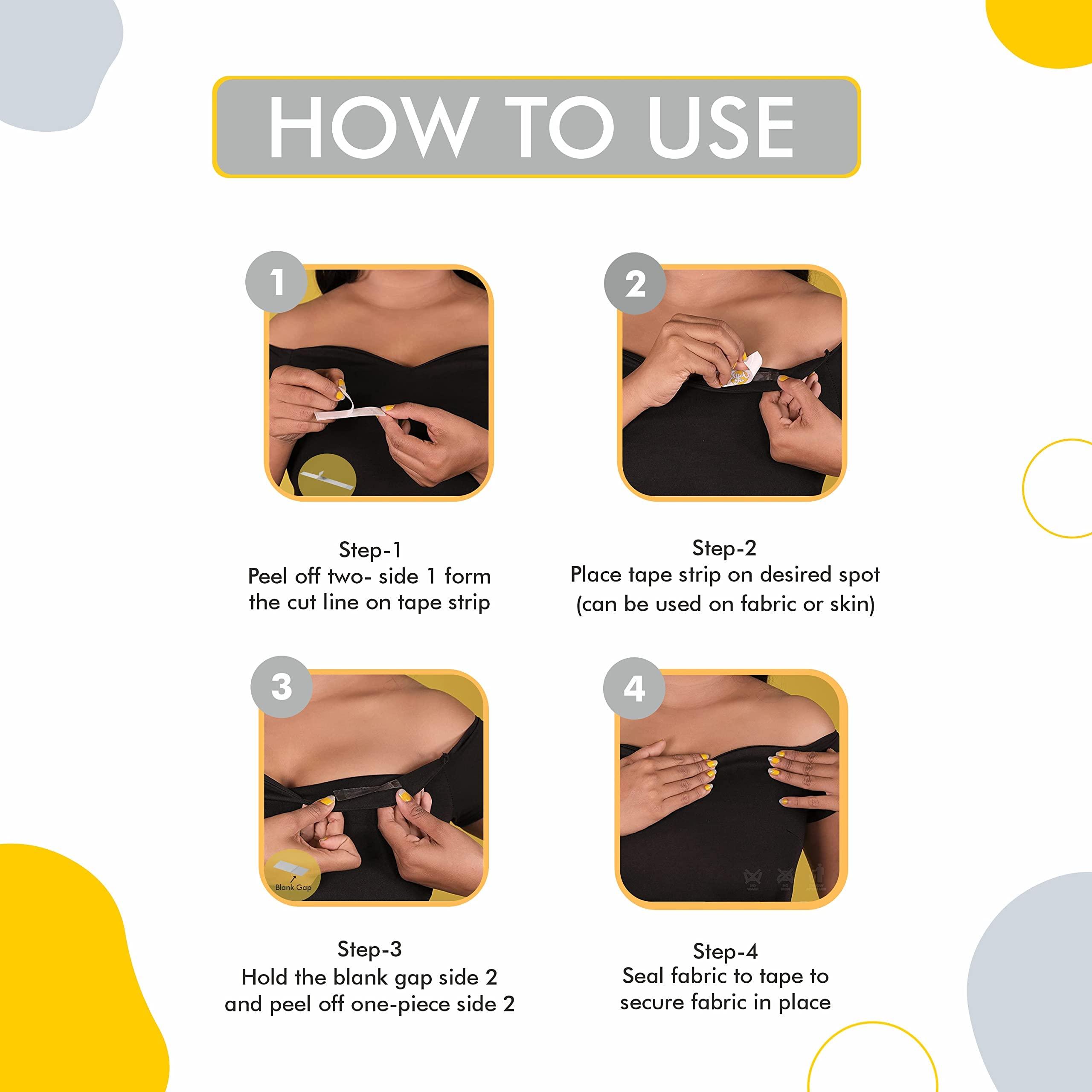 SLICKFIX SlickFix Trial Pack Combo - Fashion Dressing Tape & Ear Lobe Support Patches (36 pcs each) | Double sided body tape for women | Ear lobe protector and Fashion tape for dresses.