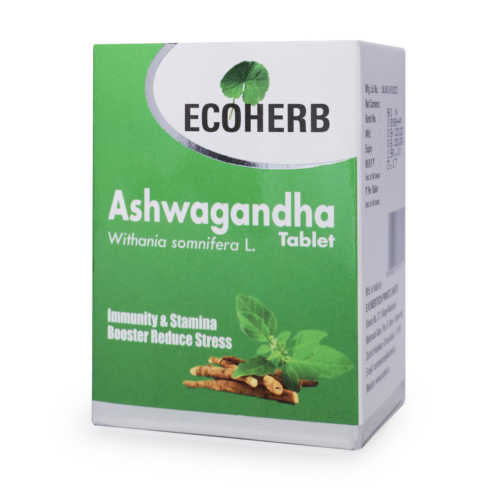 ECOHERB ECOHERB Ashwagandha Tablets I Immunity booster I Antioxidant I Rejuvenate mind & body | 60Tablets