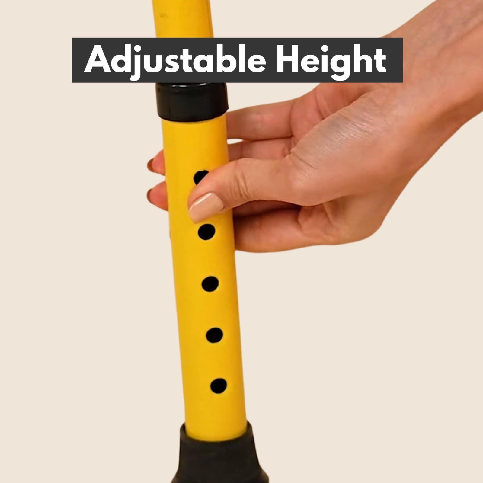 iwalk; Changing Lives iWalk MS Height Adjustable & Double Bar Folding Walker for Adults, Senior Citizens and Injured | Heavy Duty | Made in India (Yellow)