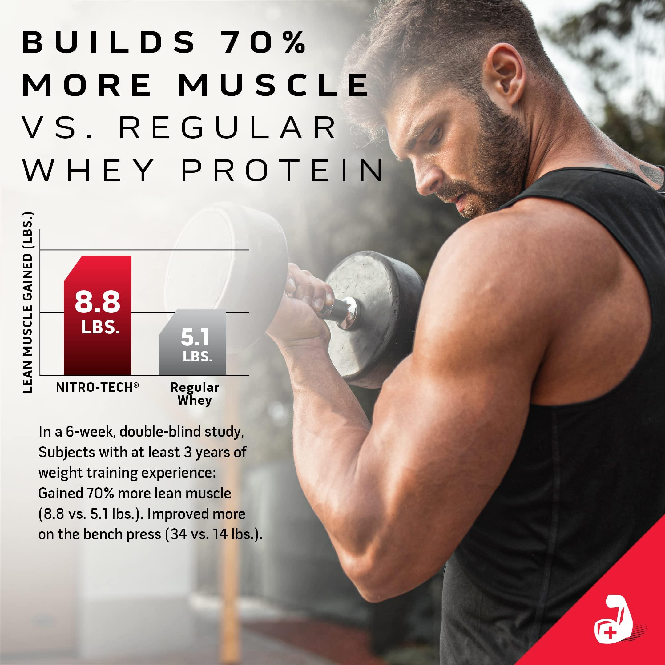 MuscleTech MuscleTech Nitro-Tech Whey Protein, 907g (2lbs), Milk Chocolate, 30g Protein, 3g creatine monohydrate, 6.7g BCAA, ultimate muscle building formula, increase strength & performance