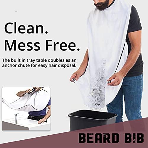 TecTake Beard Bib Apron, Mens Beard Hair Catcher for Shaving and Trimming, Non-Stick Beard Shave Cape, Grooming Accessories Tools & Gifts for Husband or Dad