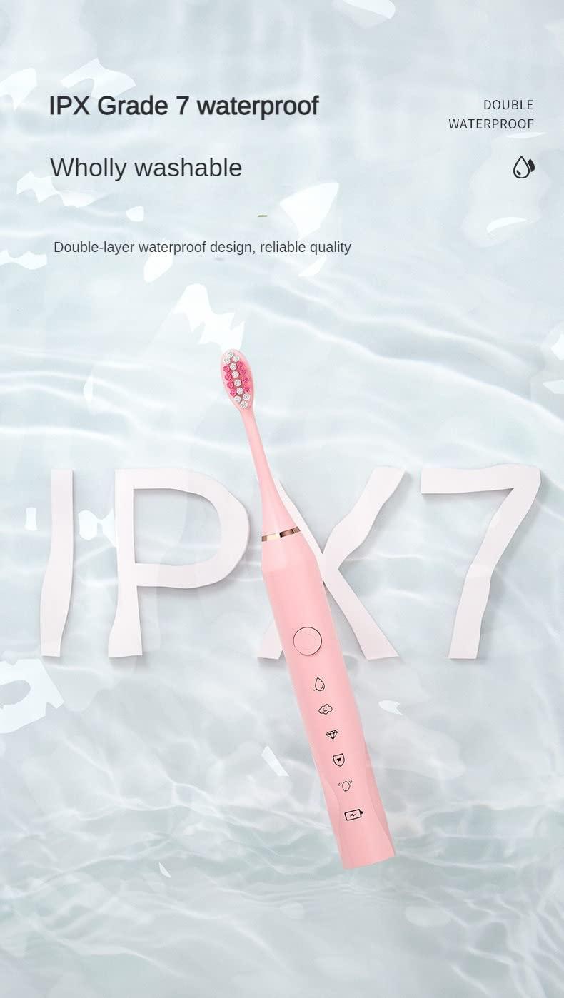 ROCKTECH ROCKTECH Adult Ausek Electric Toothbrush For Men & Women-5 Modes, 60-Day Battery Life, Waterproof, Usb Rechargeable, 3 Brush Heads (Pink), 1 count