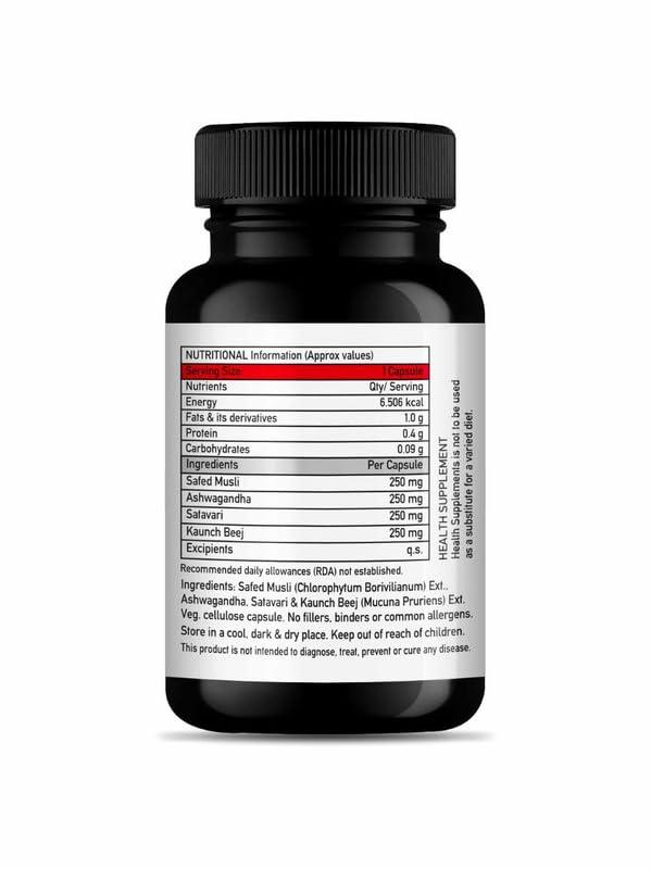 DR. VITASTA DR. VITASTA More Power | Safed Musli, Ashwagandha, Satavari & Kaunch Beej 1000 Mg | Boosts Immunity Provides Energy | Improve Strength | Dietary Food Supplement | (30 Capsules - Pack of 3)