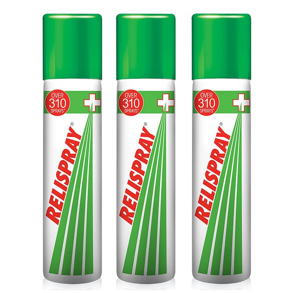 Relispray RELISPRAY Instant Pain Relief | Purely Ayurvedic Spray | Unique Pain relieving Technology for - Elbow pain, Backache, Knee pain, Muscle pain, Tired feet, Ankle sprain | Keeps pain away longer | Over 475 Spray | 95g pack of 3