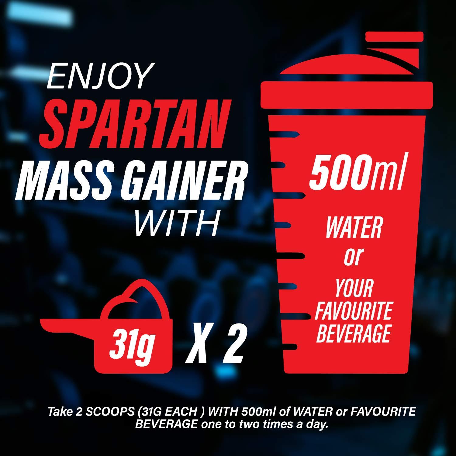 SPARTAN Spartan Nutrition Mega Mass Pro High Protein and High Calorie Mass Gainer / Weight Gainer Powder - 2.2 lbs, 1KG (Chocolate Icecream) with Vitamins and Minerals.