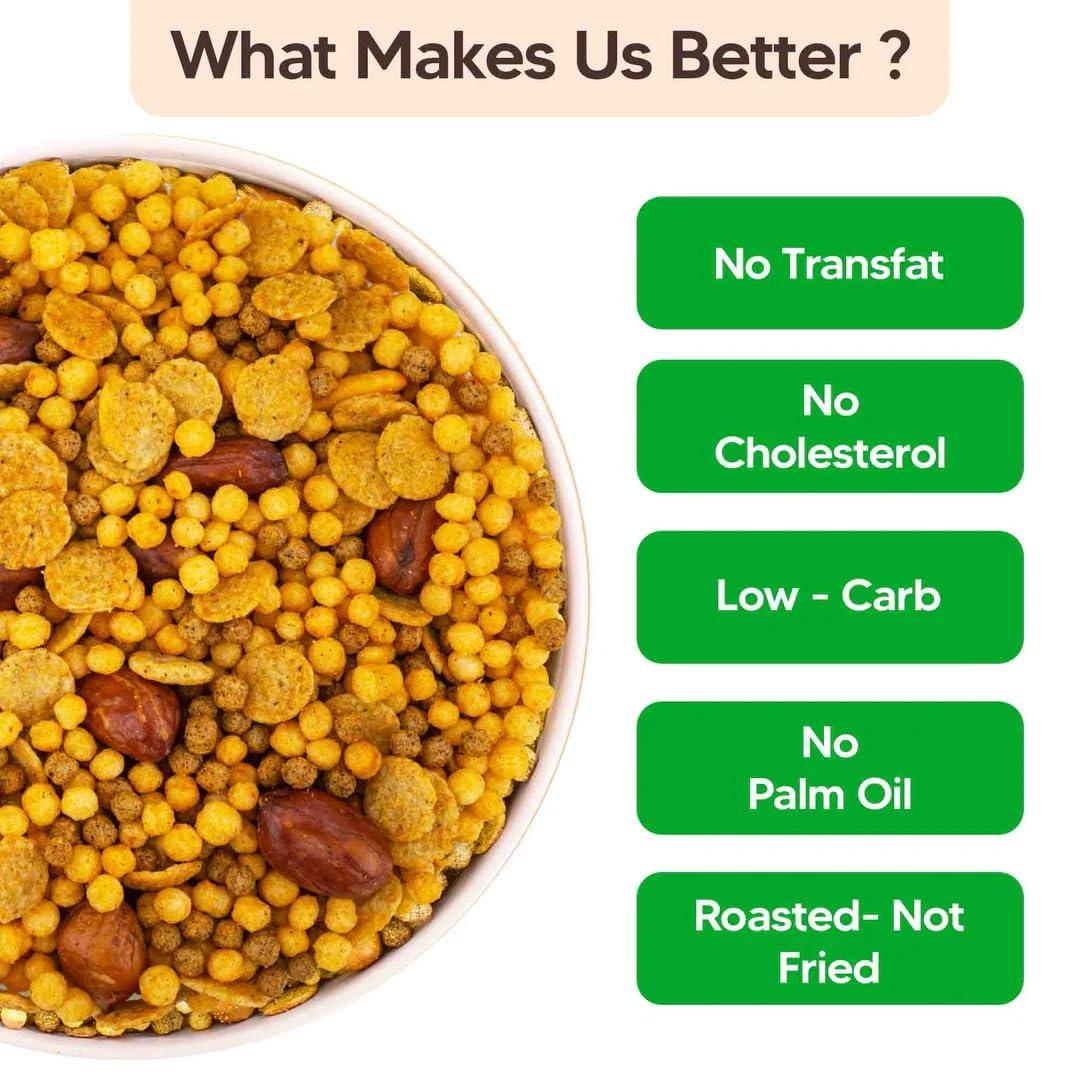 EAT BETTER CO Eat Better Co - Crispy Millet Mixture - Chatapata Healthy Namkeen - Ragi, Jowar, Rice Crispies roasted with Peanuts & Channa (Mast Masala, Super Saver Pack of Four - 400 grams)