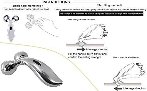Quickous Body Massager/ 3D Manual Roller Massager/ 360 Rotate Roller Face Body Massager/Skin Lifting/Wrinkle Remover and Facial Massage/Relaxation and Skin Tightening Tool/UniSex (Silver)
