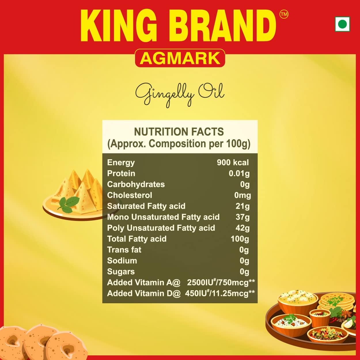 KING BRAND KING BRAND Agmark Gingelly/Sesame Oil (1 Litre Pouch)