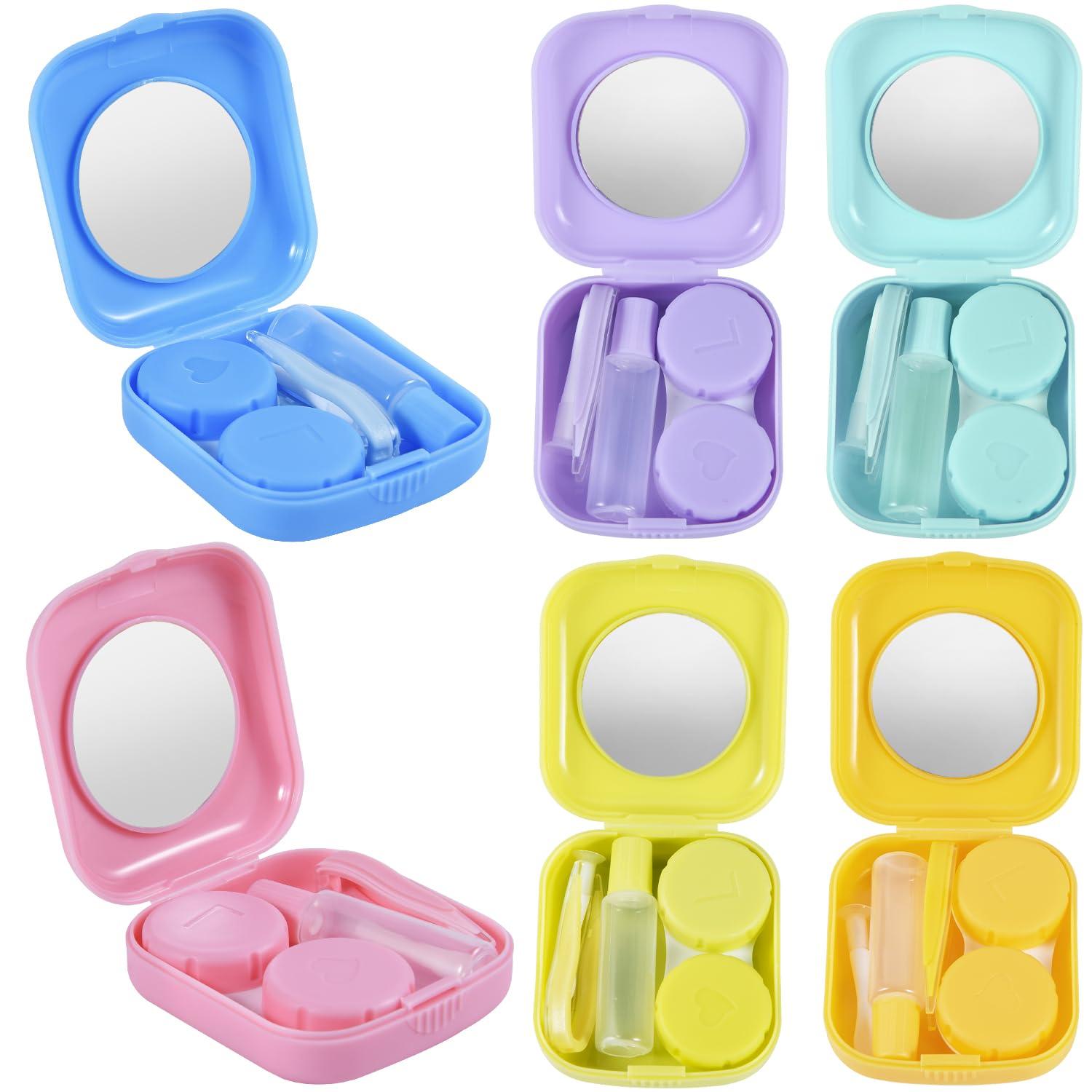 KISEER KISEER 6 Pack Colorful Contact Lens Case Travel Kit Contact Box Holder Soak Storage Container with Mirror Bottle Tweezers Stick Remover Tool