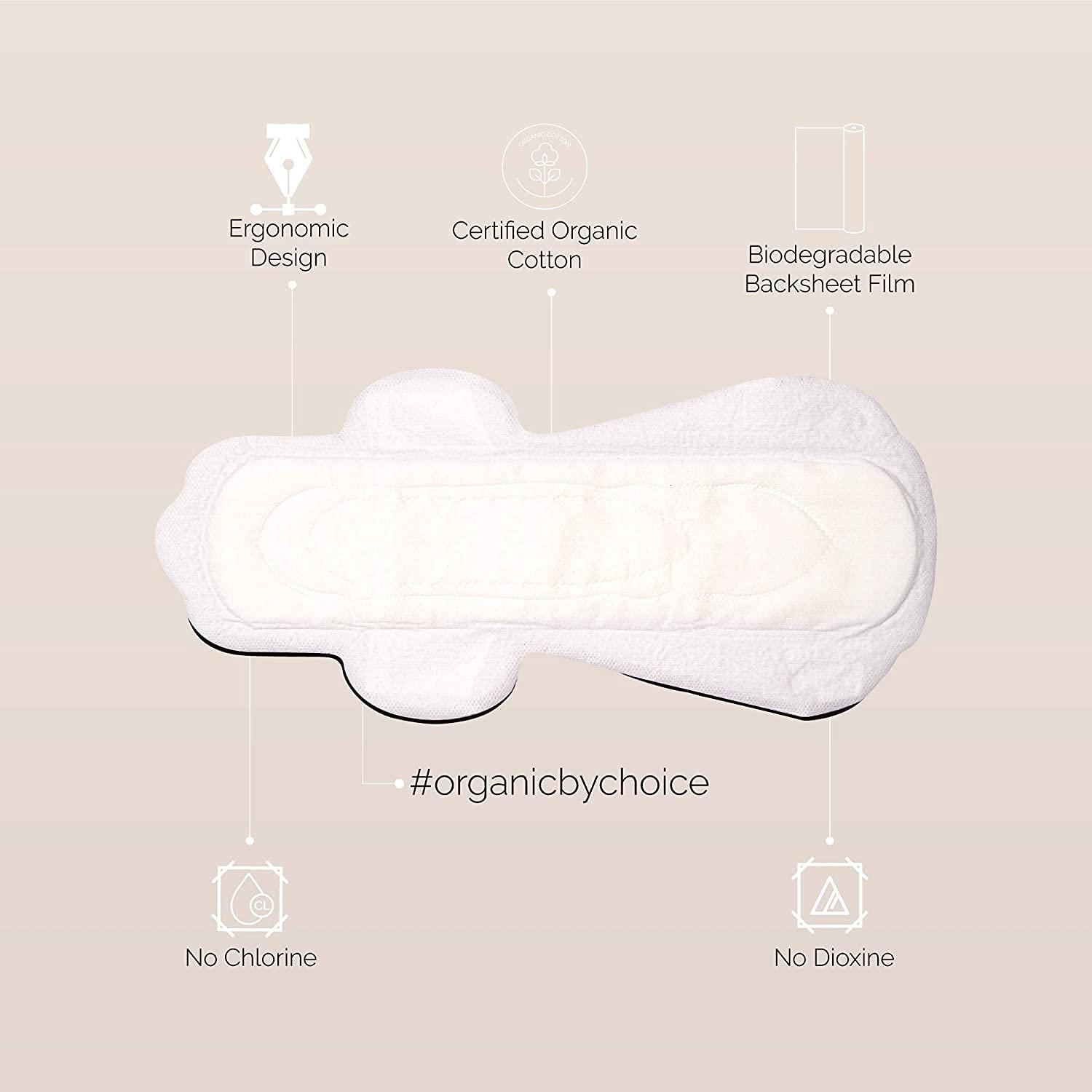 THE WOMAN'S COMPANY The Woman's Company Day Sanitary Pads for Women Value Pack of 16 | Organic Cotton Napkins Antibacterial, Biodegradable & Rash-Proof Pad for Regular Flow