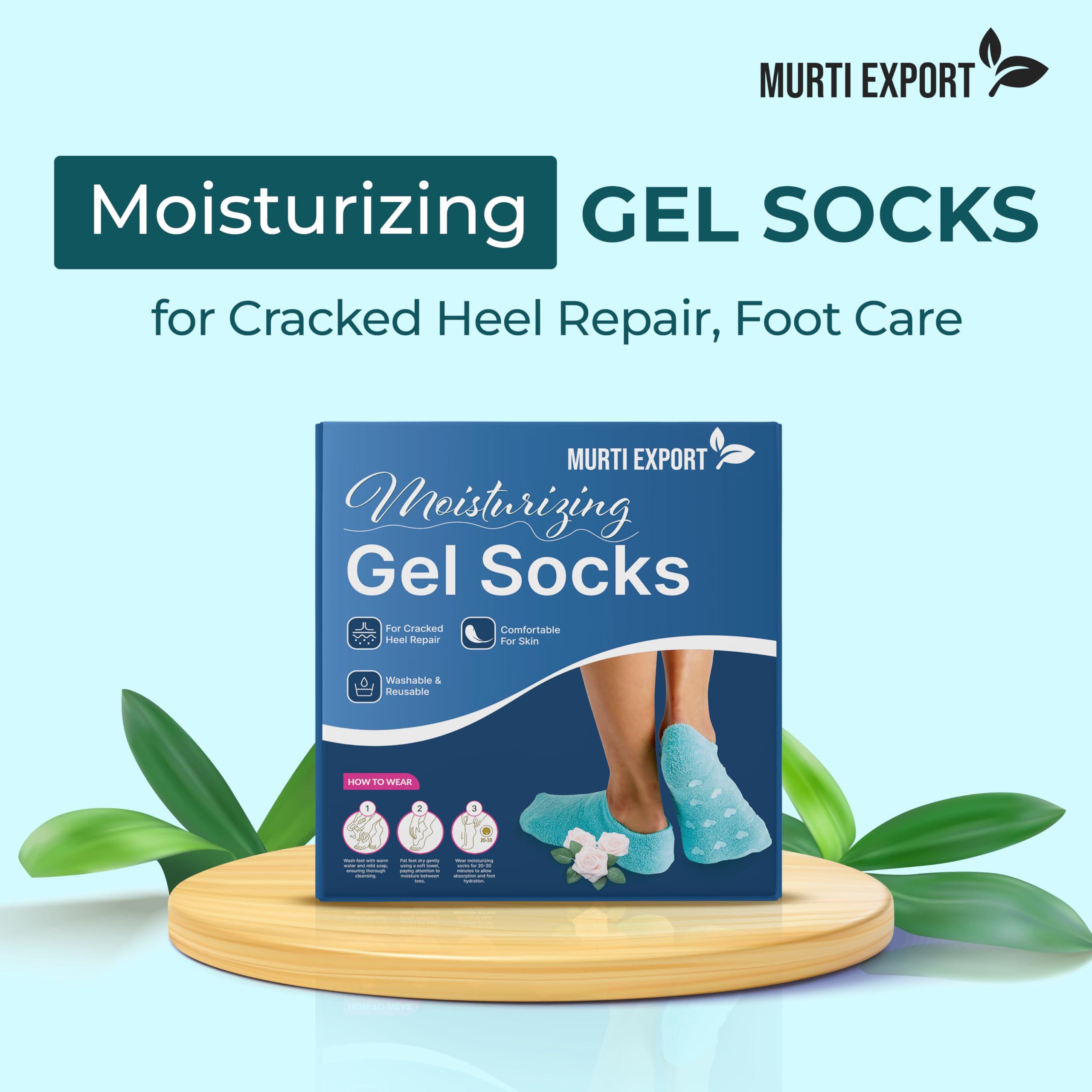 Murti Export Murti Export Moisturizing Silicone Gel Socks (1 Pair) for Men & Women gel socks for dry cracked feet crack heel repair socks foot moisturizer socks Spa Gel Socks Natural Oil & Vitamin E (Multicolor)