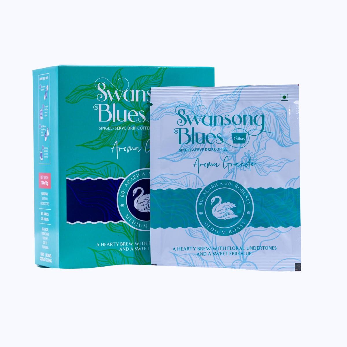 Cothas Cothas Swansong Blues Aroma Gold Medium Roasted Coffee Beans, 80% Arabica - 20% Robusta, offee Drip Bags for Easy Brew(Hot Brew) Coffee, Authentic Roasted Coffee Beans Ideal Choice for Coffee Connoisseurs, Pack of 10 bags