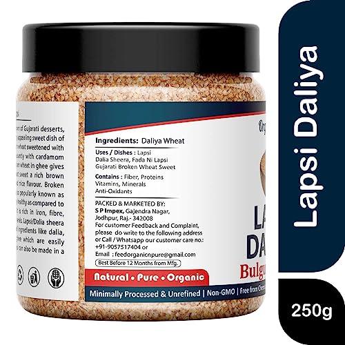 Organic and Pure Organic and Pure Lapsi Dalia Wheat, Lapsi, Lapsi Rava, Lapsi Daliya, Lapsi Rava Small, Fada Lapsi, Lapsi Rawa Dalia, Broken Wheat Lapsi (Jar Pack) 250g