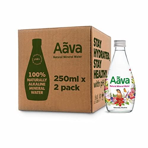 AAVA Aava Natural Mineral Water 250 ml Glass Bottle (Naturally Alkaline ; Origin Aravalli Range; pH 8+; Natural Fortified with Calcium and Magnesium) (Pack of 2)