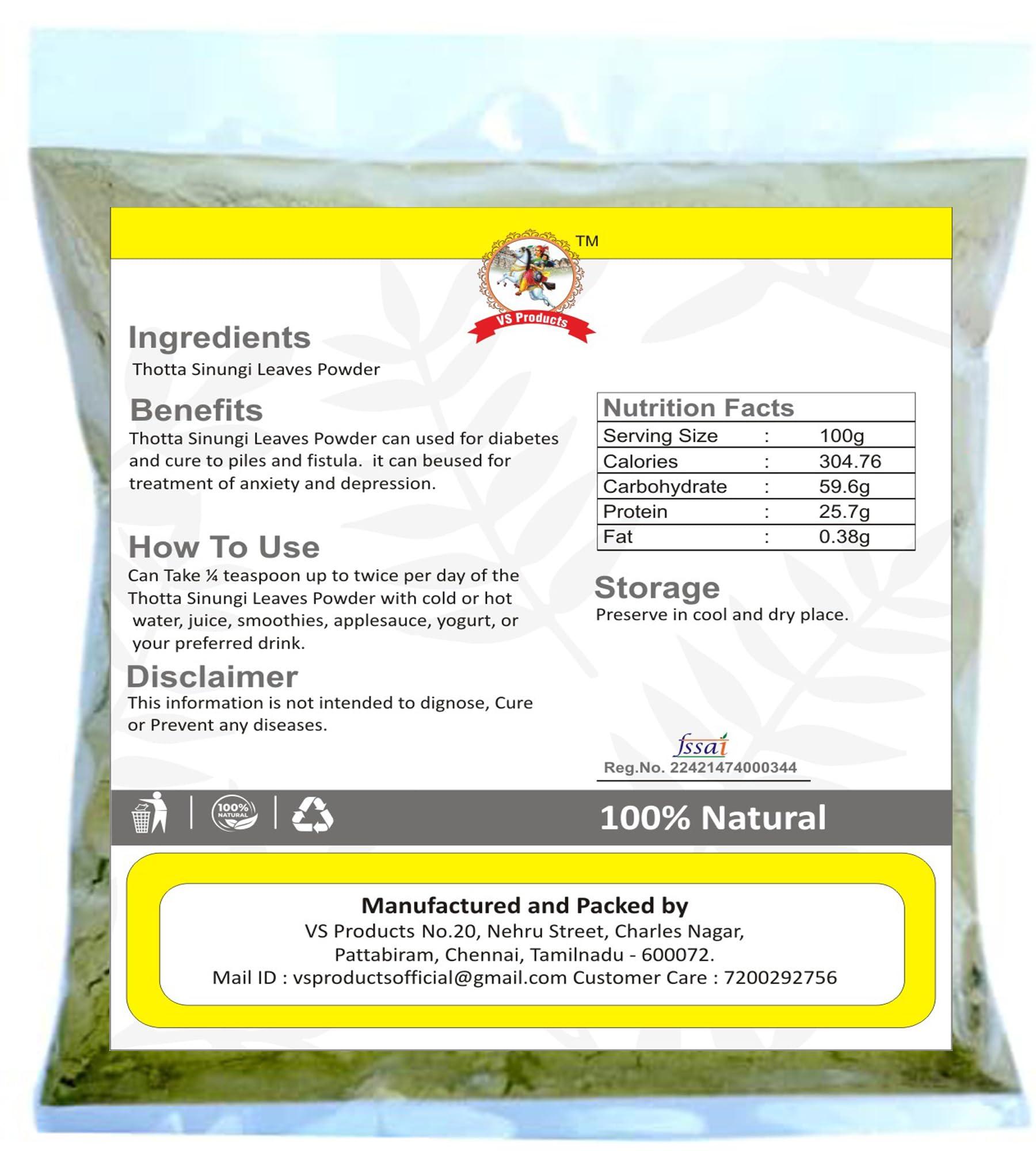 VS Products VS Products Thotta Sinungi Leaves Powder, 150g, Mimosa Pudica Powder, Mudatha Damara, Lajalu, Muttidare Muni, Thottavadi, Ajalikalika, Sleepy Plant Powder, (pack of 1 x 100g, pack of 1x 50g)