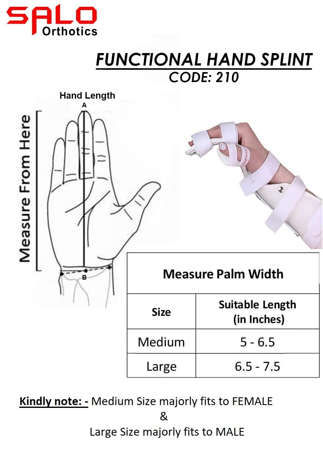 Salo Orthotics Salo Orthotics Functional Hand Splint Resting Wrist Support - Tendinitis & Inflammation, Hand/Wrist/Thumb Immobilization - (Size - Large Left)