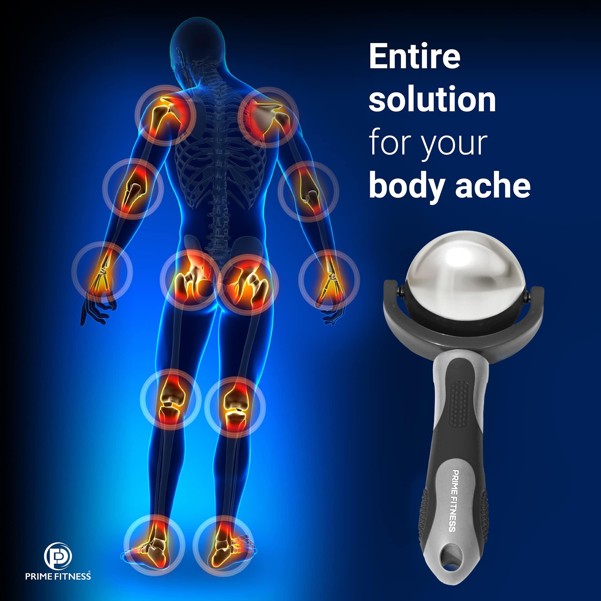 PRIME Fitness PRIME Fitness Cold Massage Roller Ball | Cold Therapy | Ice Roller Ball with Handle | cryo Stick | Relieve Muscle Pain (Black)