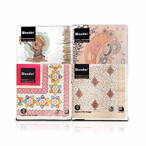 Wonder Wonder Premium Professional Designer Supersoft 4 Ply Tissue Paper Napkins Pack Of 4