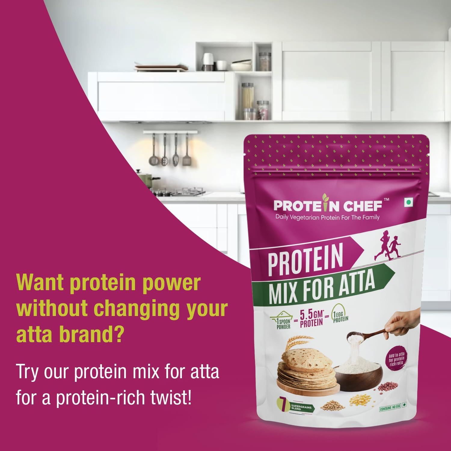 Protein Chef Protein Chef High Protein Atta (2kg) | 7 Supergrain Flour with Double the Protein | Tastes like Regular Chakki Atta Roti | Multigrain Atta | Roti Protein Good for the Family | Vegan Plant Protein Food