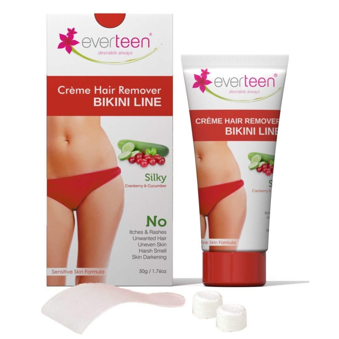 Everteen everteen SILKY Bikini Line Hair Remover Creme with Cranberry and Cucumber - 1 Pack (50 g)