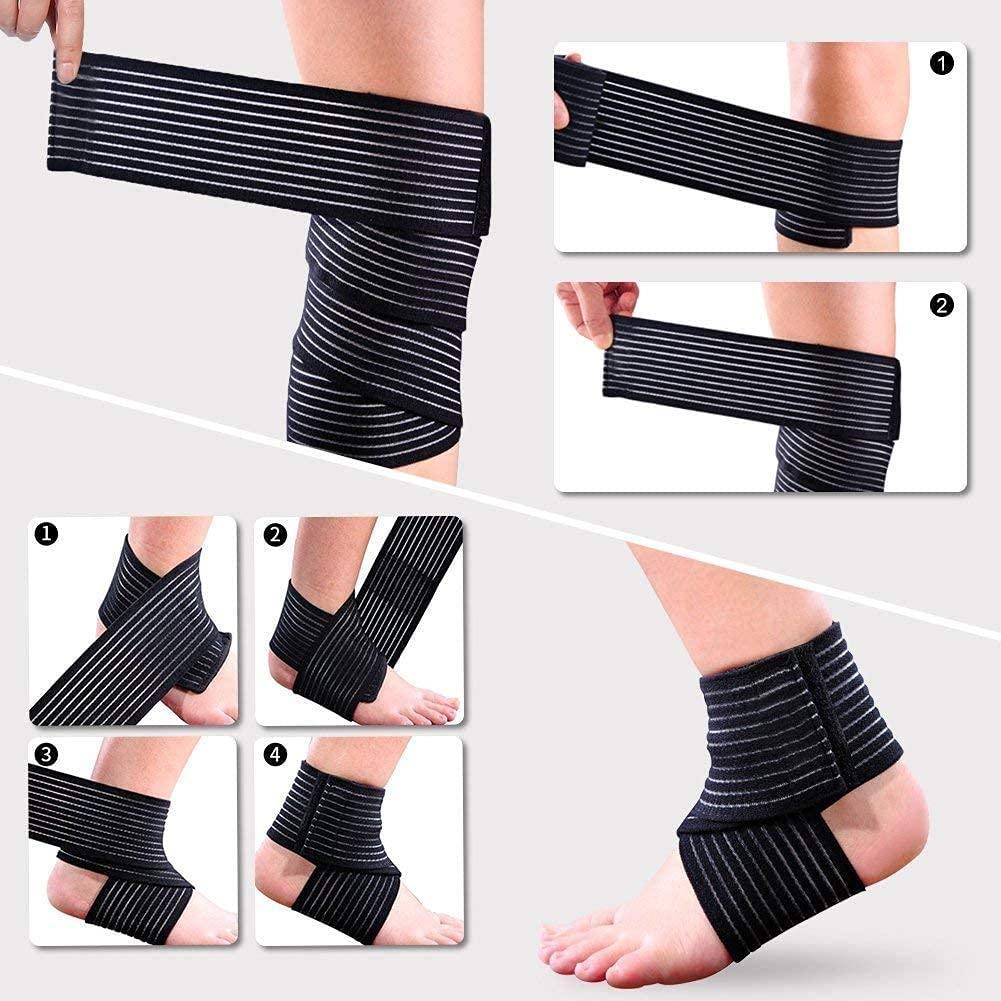 LIFE HUB LIFE HUB Elastic Knee Compression Bandage Wraps Support for Legs,Thighs,Hamstrings Ankle & Elbow Elastic Compression Knee Wraps Perfect for Squats, Weightlifting, Olympic Cross fit (Pack of 2)