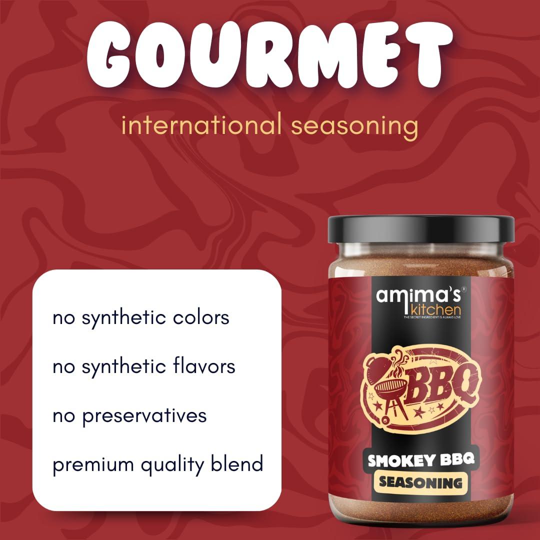 amima's kitchen Amima’s Kitchen Smokey BBQ Seasoning | Barbeque Seasoning | Used in French Fries, Stuffed Bites, Grilled veggies, Sandwiches, Pizza | 100g | No Synthetic Color & Flavour