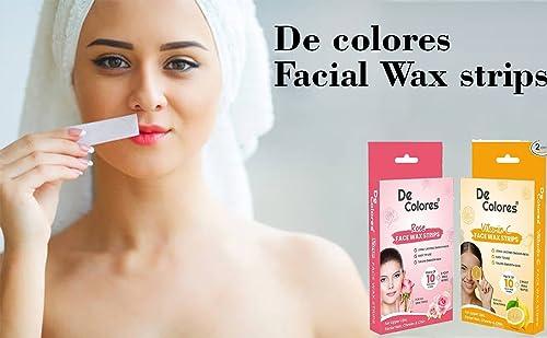 DE COLORES DE COLORES Facial Wax Strips For Women - 2X10 Strips - Upper Lips, Chin, Fingers & Toes\" - 2 Count