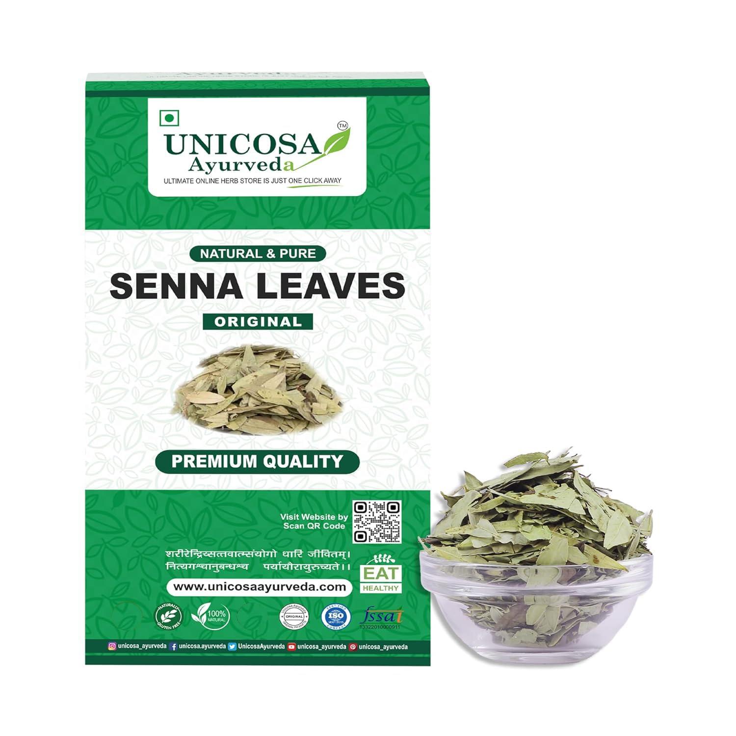 UNICOSA Ayurveda UNICOSA Ayurveda Natural Senna Leaf/Alexandrina/Cassia Angustifolia/Sonamukhi Patta/Sanay Patti, 400gm (200gm*2)