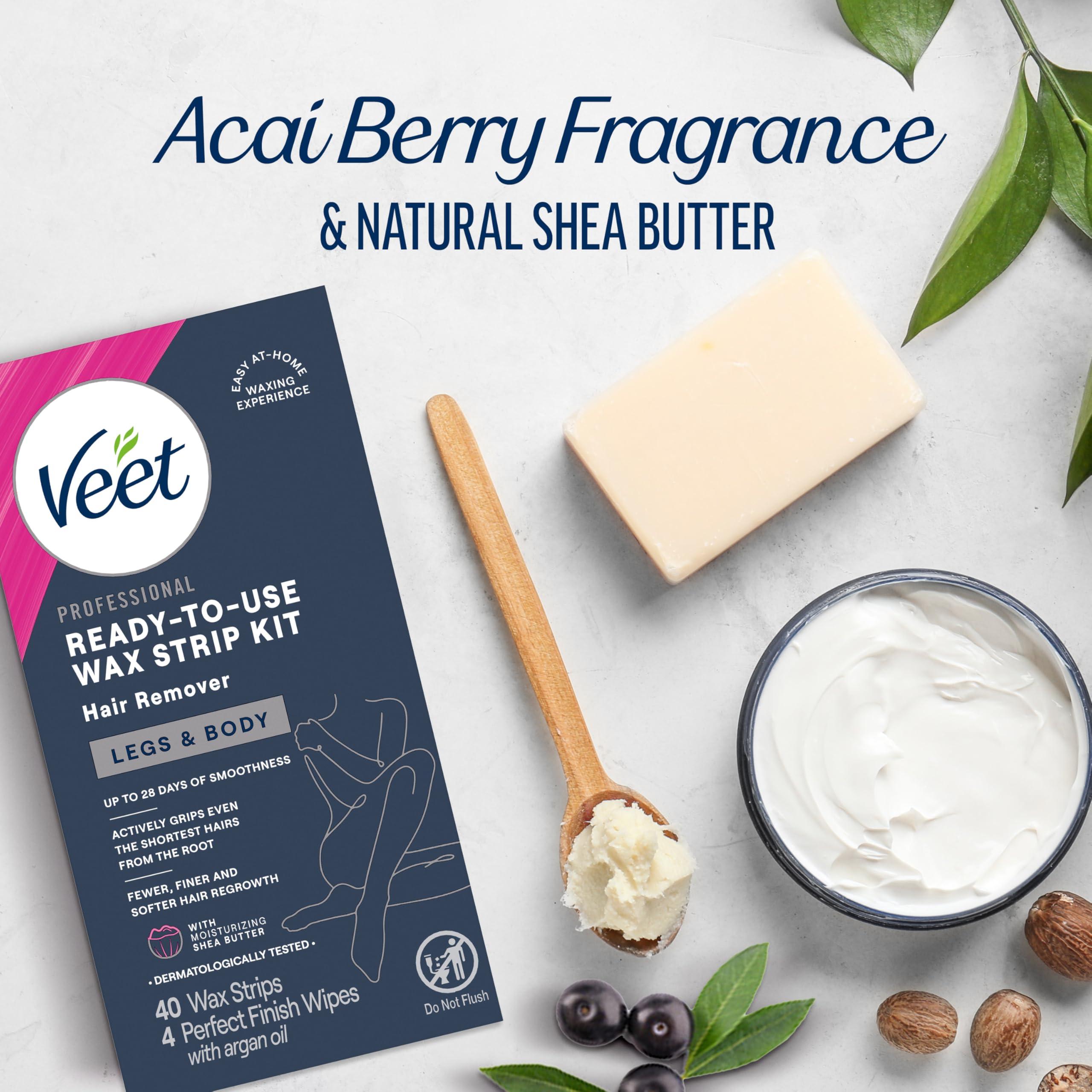 Veet Veet Leg and Body Hair Remover Cold Wax Strips, 40 Count