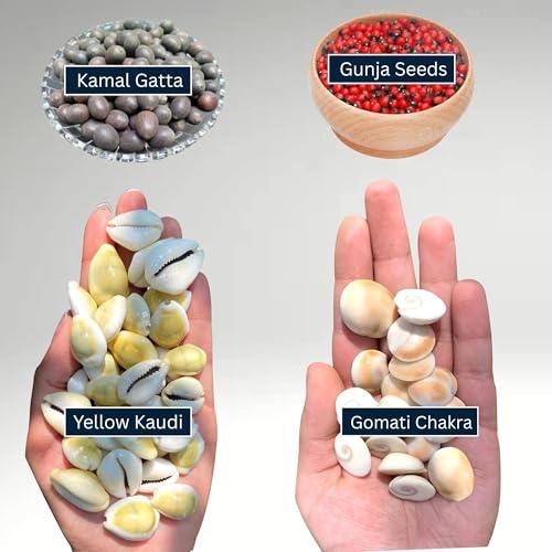 BrijBooti BrijBooti Combo Pack of Gomti Chakra - Pili Kaudi - Kamal Gatta - Gunja Seeds 11 Pieces Each for Lakshmi Pooja, Wealth & Luck