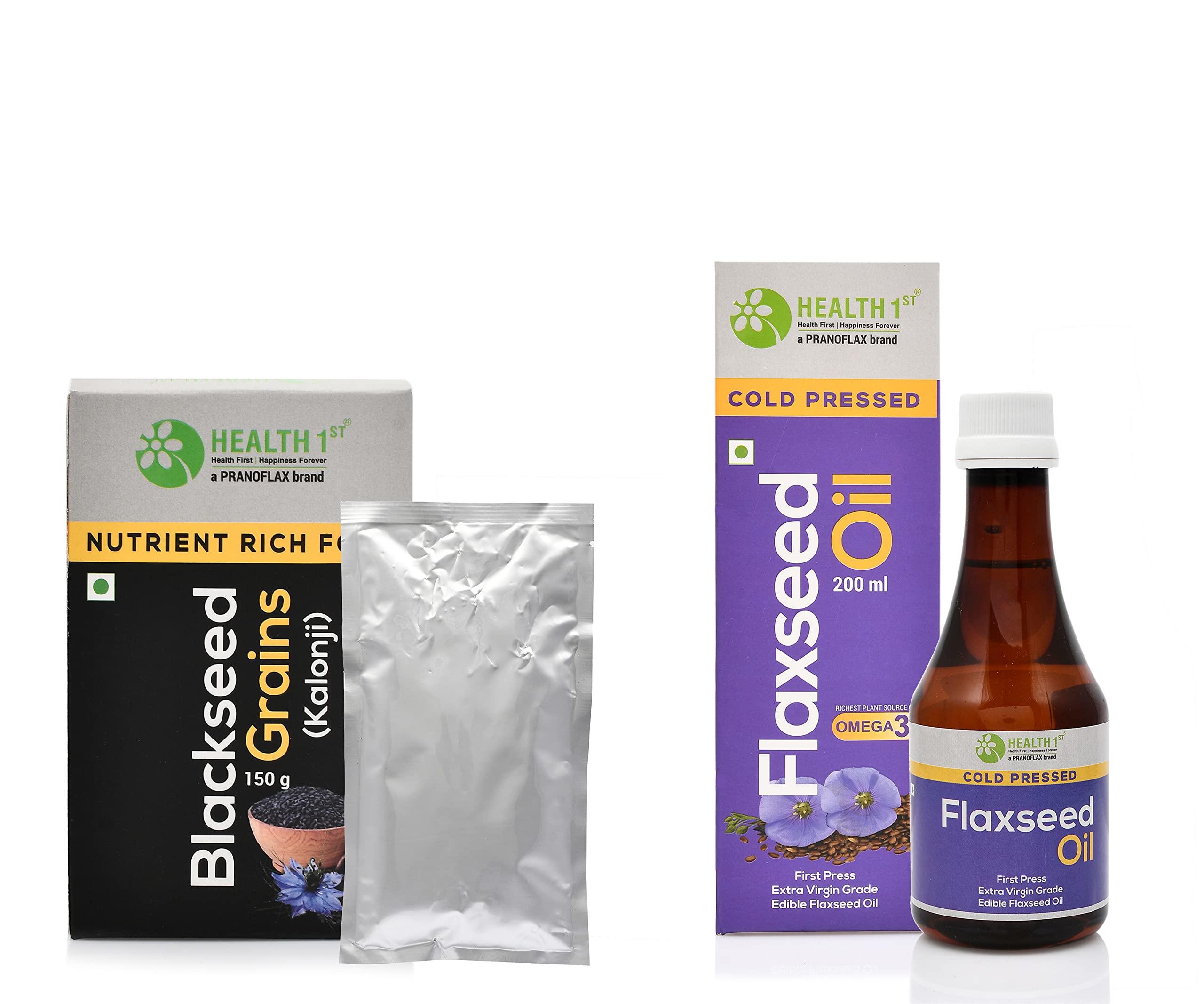 HEALTH 1st HEALTH 1st Whole Black Seed Grains (Kalonji), 150 Grams + Cold Pressed Flaxseed Oil, 200 ml Combo