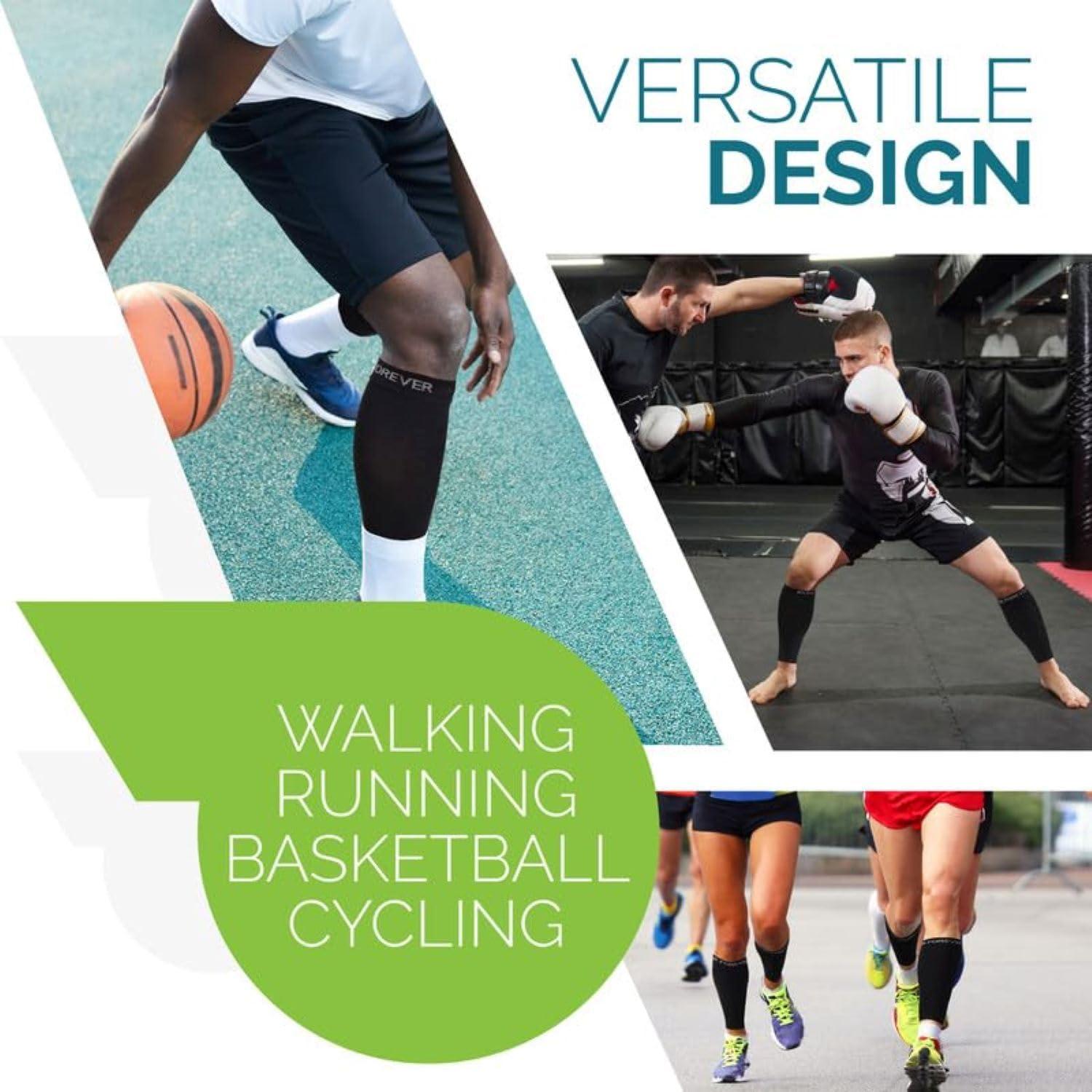 Run Forever Sports Run Forever Sports Leg Calf Compression Socks for Runners, Shin Splint, Varicose Vein & Calf Pain Relief , Cycling, Maternity, Nurses (Black, Large)