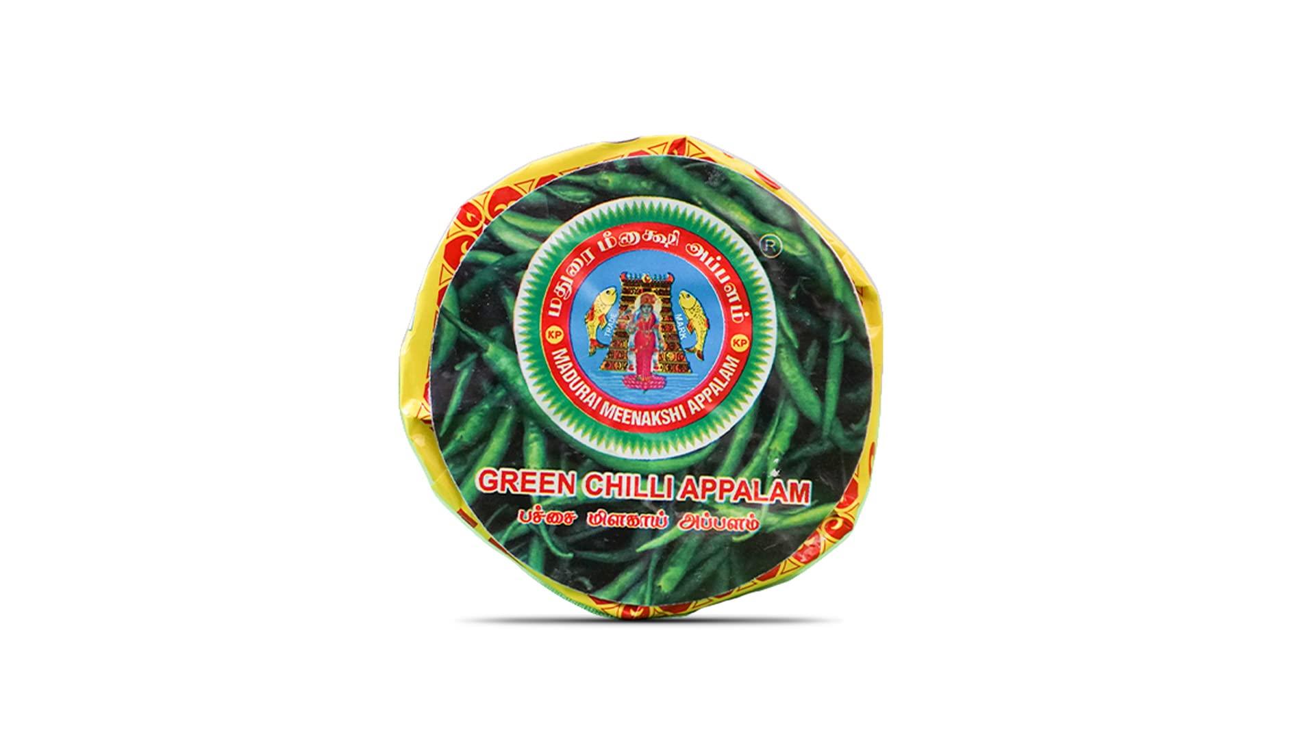 MADURAI MEENAKSHI MADURAI MEENAKSHI Greenchilli Appalam | South Indian Papad | (Size No.6, 100gm Pack of 5 (Green, 6)-Traditional Homemade / Papad/ Appalam /Papad Plain Indian Papad /Madurai Happala South Indian Papad Papadam Snack for Meals