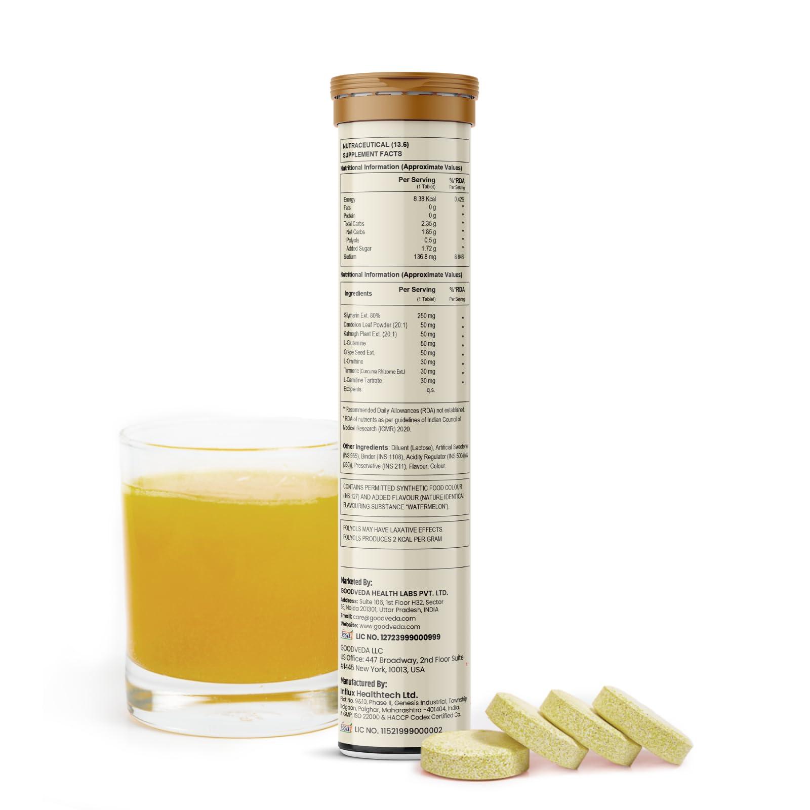 GOODVEDA Goodveda Liver Detox Effervescent | 30 Tablets Fizzy Water with 8 Ayurvedic Herbs for Healthy Liver Function and Blood Sugar Regulation - Pack of 2