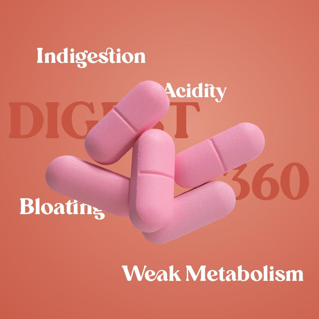 ToneOp Care ToneOp Care Digest 360 - Improves Digestion & Relief From Bloating | Helps in Reducing Acidity | With a Powerful Blend of 12 Enzymes | For Complete Digestive Care | 60 Tablets