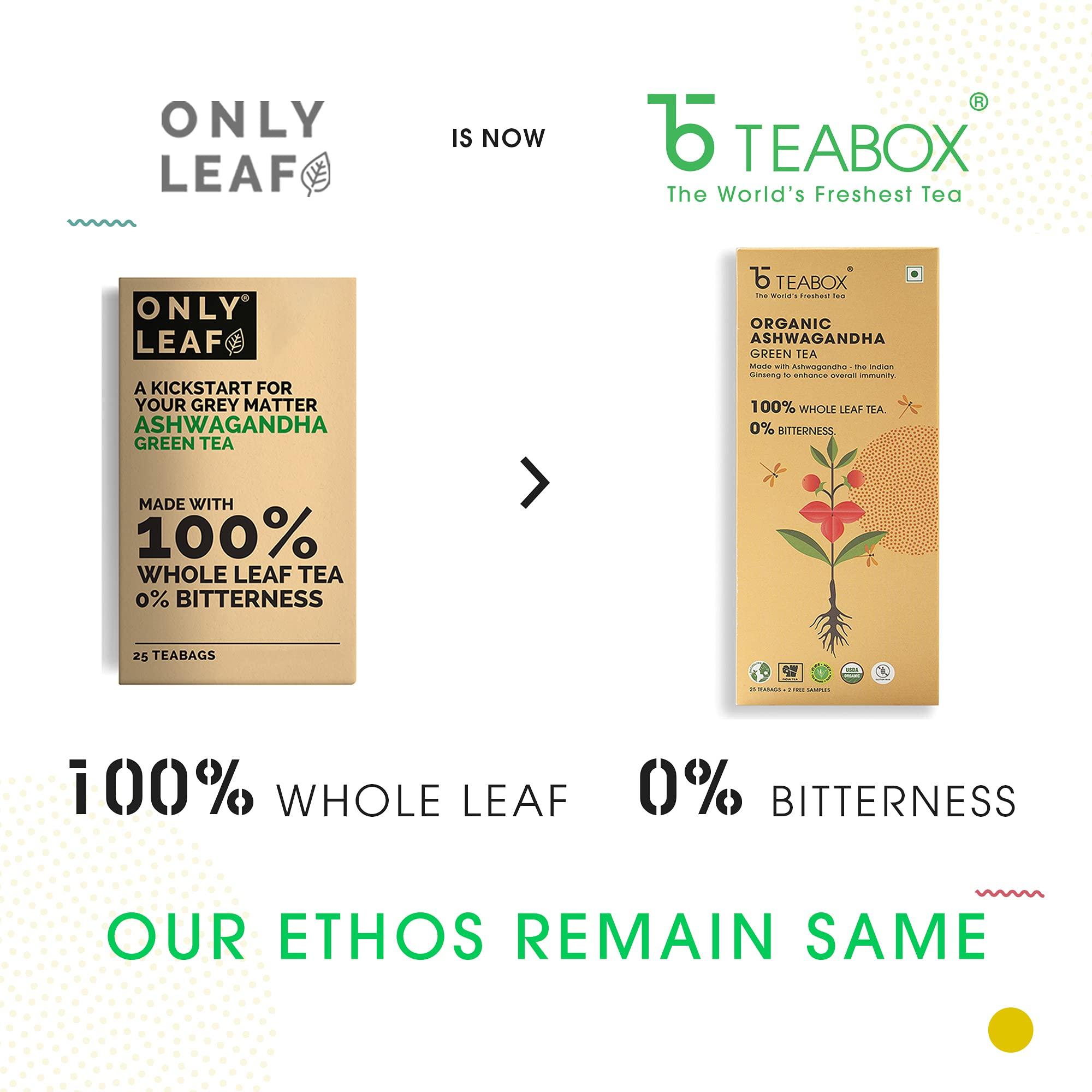 Teabox Teabox Organic Ashwagandha Green Tea 25 Teabags & Teabox Organic Green Mint Tea 25 Teabags