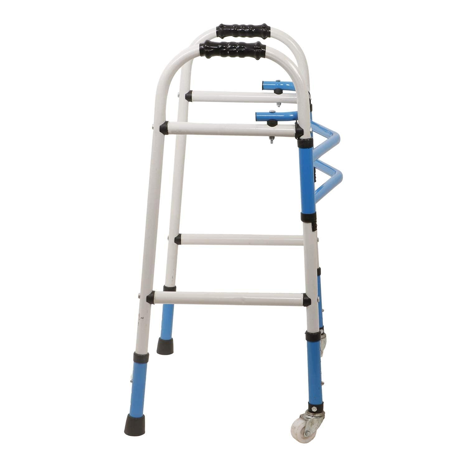 Generic Relies OLD AGE PEOPLE FRONT WHEEL WALKER Portable Light Weight Height Adjustable Foldable Walker for Men Women Adults Patients