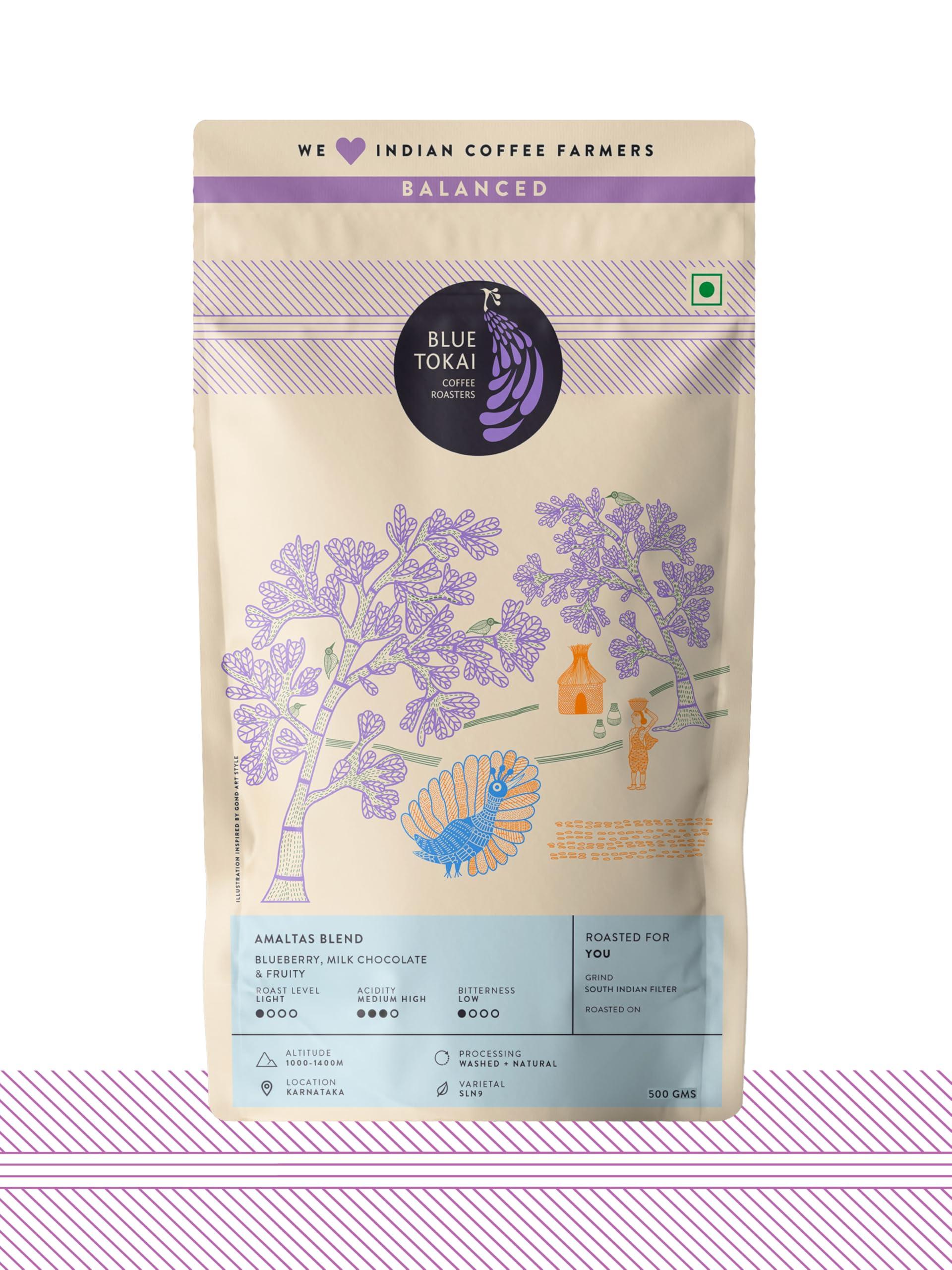 Blue Tokai Coffee Roasters Blue Tokai Coffee Roasters Cold Brew - Light Roast (South Indian Filter Grind) 500g | Made With 100% Specialty Grade Arabica Freshly Roasted Ground Coffee, Bag