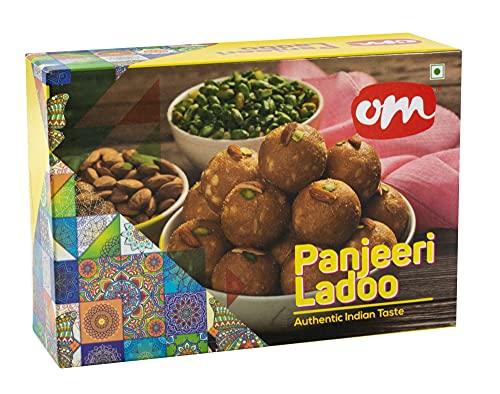 Feastive Celebrations Feastive Celebrations Om Sweets Panjeeri Laddu (250 grams) with Mayur Dhwaj Rakhi, a pair of Ganesha Soan, Pooja Rakhi, Kesar(branded) and Chawal | Surprise Gift Inside