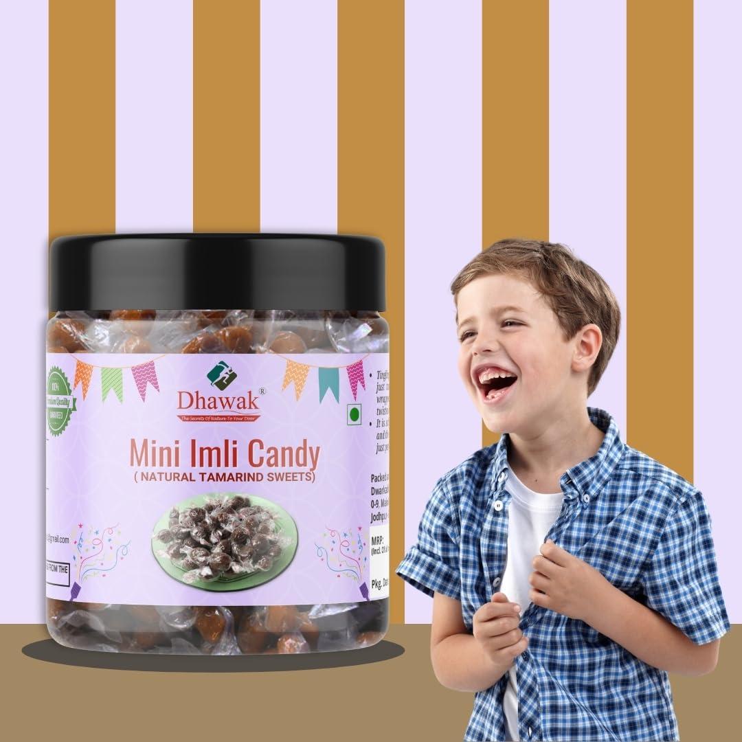 DHAWAK Dhawak Imli Candy, Khatti, Methi Imli, Tamarind Twist Candy 250 gms, Tamarind Candy [Jar Pack]
