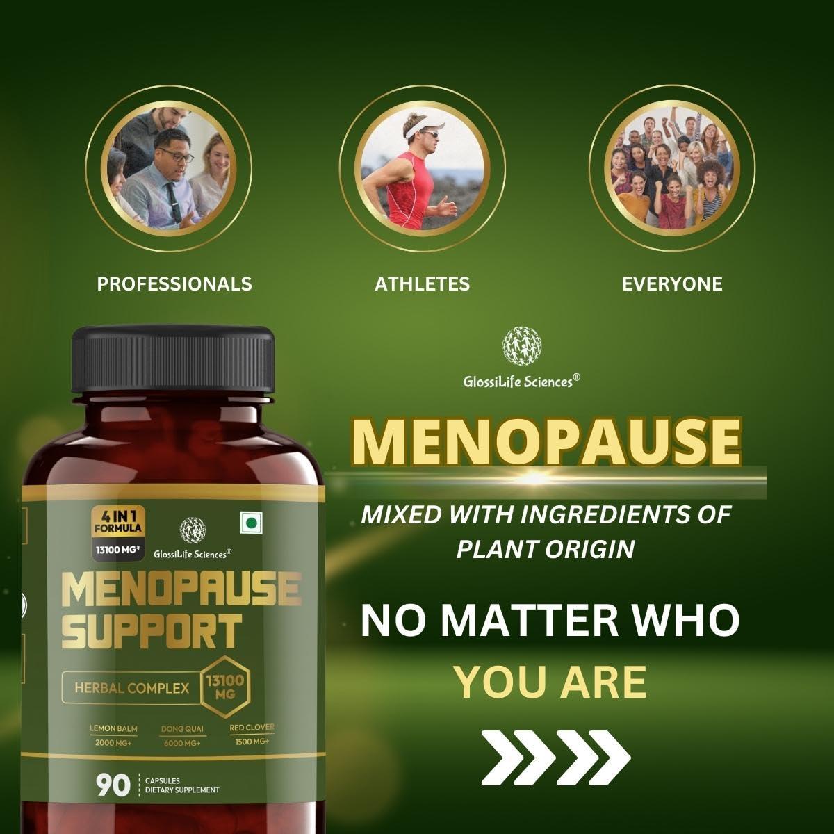 GlossiLife Sciences Menopause Support 4 in 1 Dong Quai Lemon Balm Red Clover Chasterberry