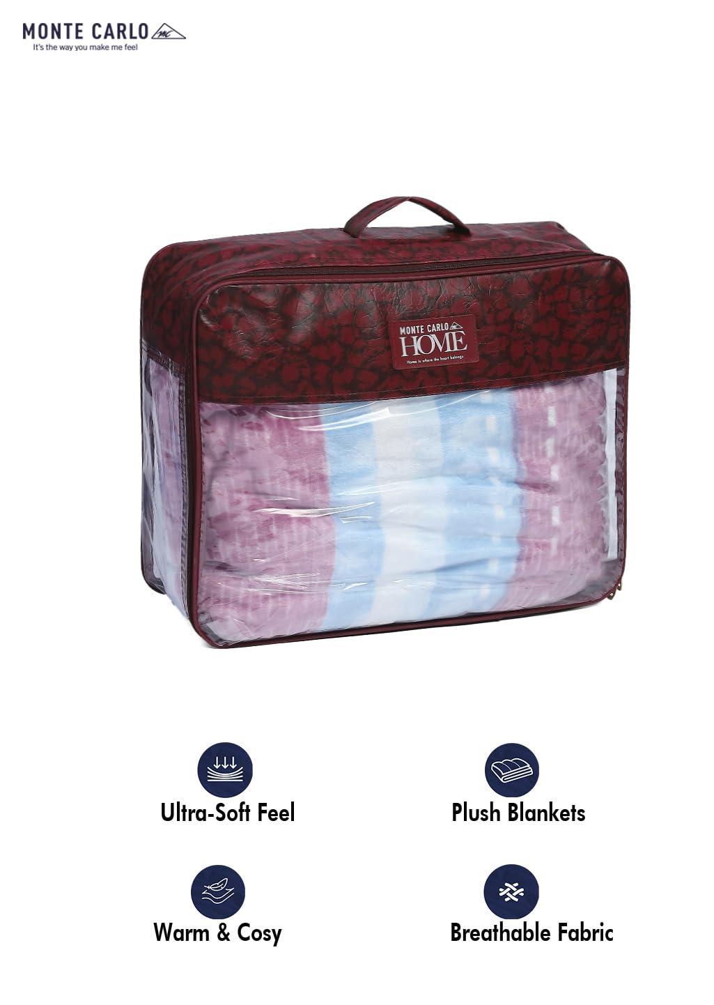 Monte Carlo Monte Carlo Relation (575 GSM) Luxury 1 Ply Single Bed Blanket for Mild Winter Size (1.50 m x 2.20 m) 1.9 KG