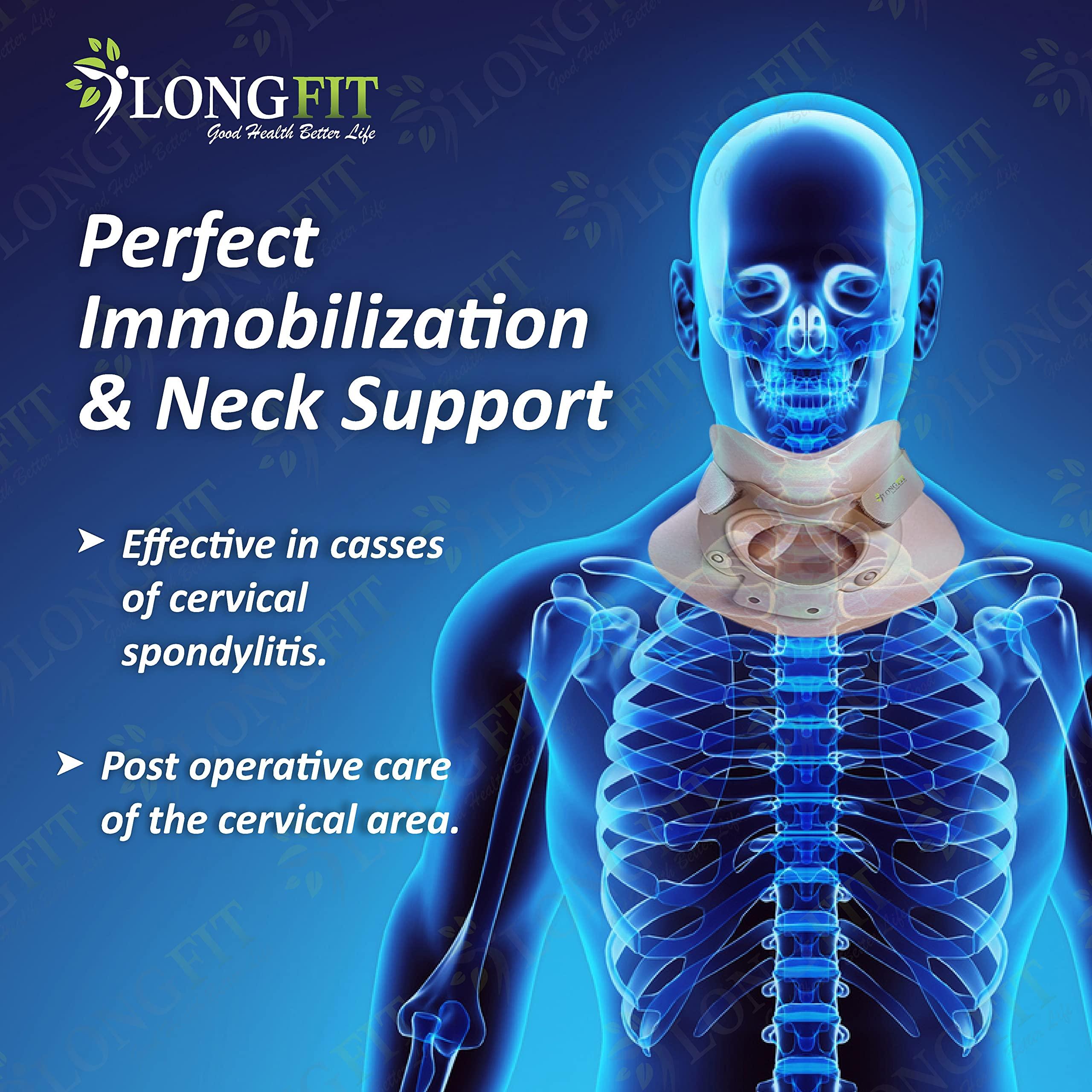 Longfit Longfit Philadelphia Collar Small Cervical Neck Brace Orthosis With Support Philadelphia Collar For Neck Pain Men Women Spondylitis Chin Support For Men & Women (L)