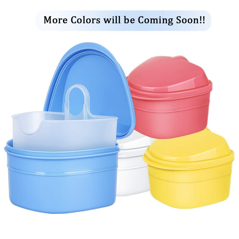 THINKPRICE Denture Bath Box Cup, Complete Clean Care for Dentures, Clear Braces, Mouth Guard, Night Guard & Retainers,Traveling