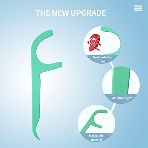 ZHOKSYI Mint Dental Floss Picks,Tooth Picks Flossers 400 Count with a Portable Travel Cases Floss(Mint, 400)