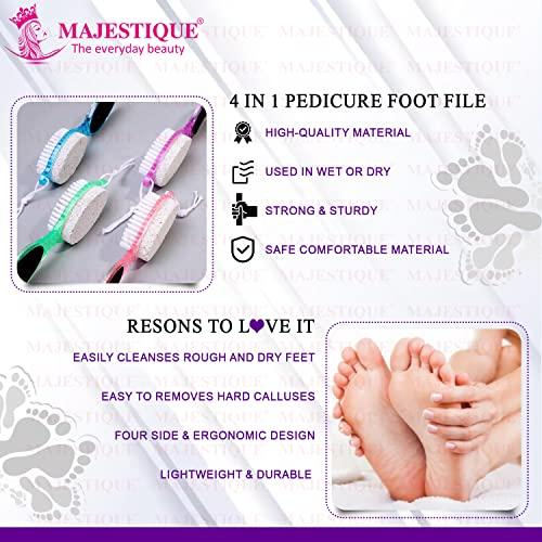MAJESTIQUE Majestique 4 in 1 Function Hard Skin Remover for Leg Scrubber | Foot Brush for Dead Skin Cleaning Pumice Stone for Feet | Foot Stone Pedicure Tools for Women and Men
