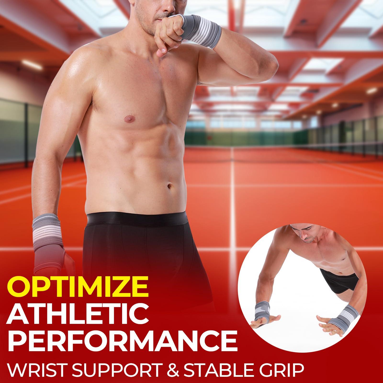 NEOtech Care Neotech Care Hand Palm Wrist Support (1 Pair) - Adjustable Compression Strap - Elastic & Breathable Fabric - for Tendonitis, Sport, Bowling, Boxing - Grey Color (Size M)