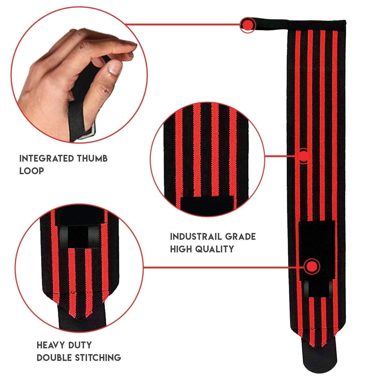 ALN ALN® Wrist Wraps for Weightlifting, Powerlifting, Gym, and Crossfit - Wrist Support Band for Men and Women, Pair with Thumb Loop