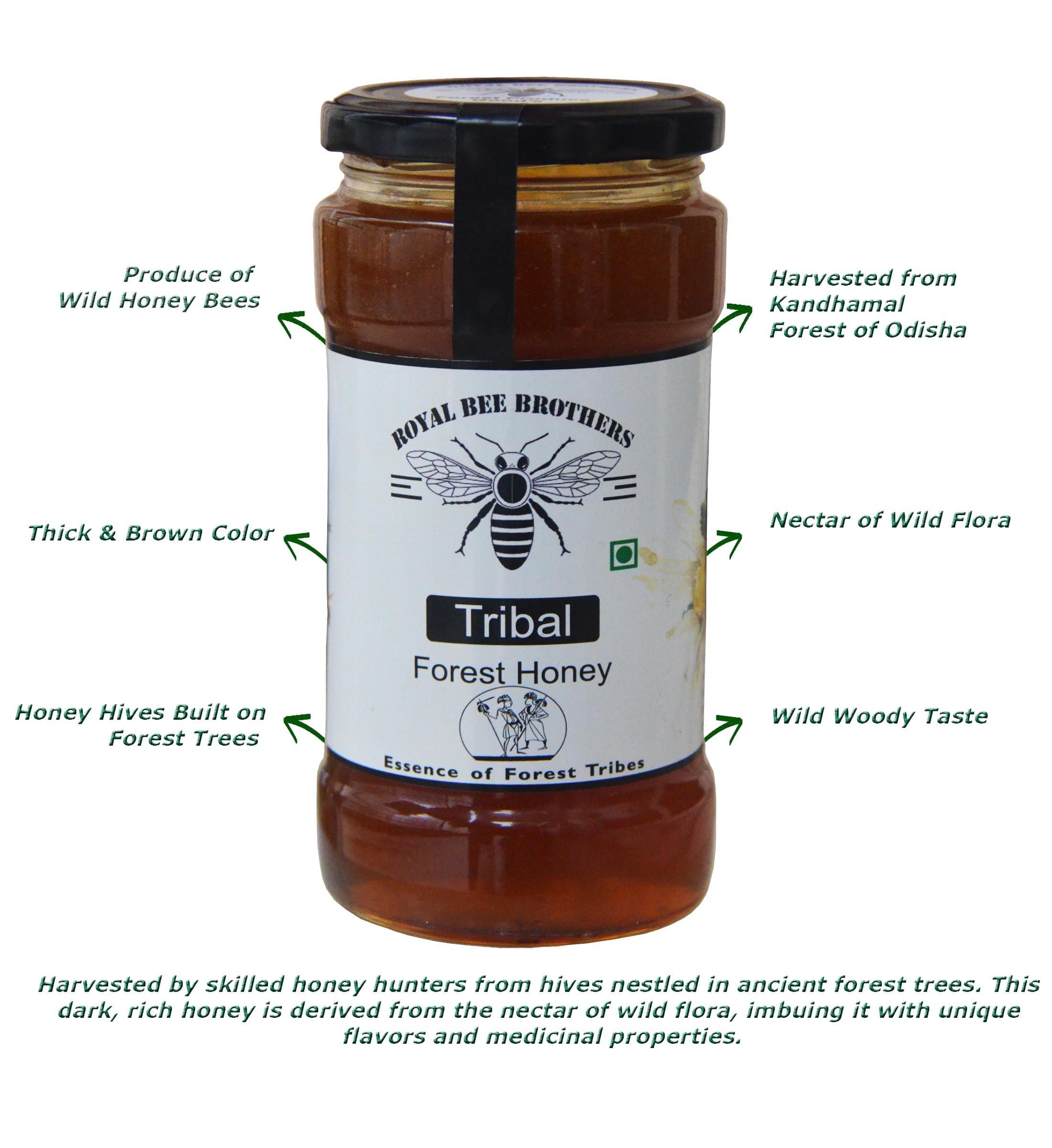 Royal Bee Brothers Royal Bee Brothers | Tribal Natural Forest Honey | Produce of Wild Honey Bees | 100% Raw, Unprocessed, Unheated, Unfiltered, No Chemical, No Adulteration | 250 g