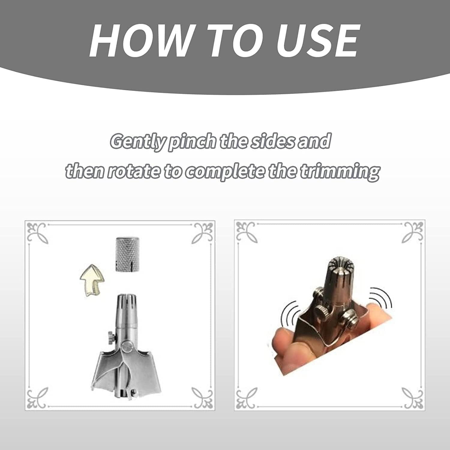 SHOPOGENIX SHOPOGENIX Nose Hair Trimmer Manual for Men Women Stainless Steel, Painless Professional Rotary Hair Trimming, No Battery, Washable, Nose Ear Hair Cutter with Brush.
